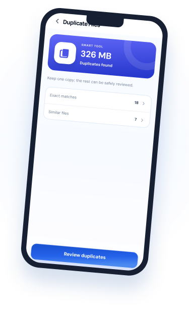 SmartClean duplicate files screen