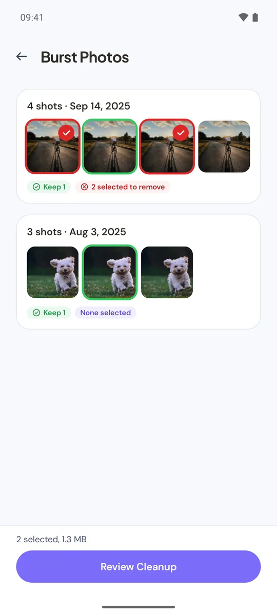 Burst Photos screen